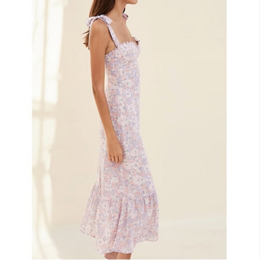 SOLD Reformation Floral Midi Dress in Pastel Pink and Lavender